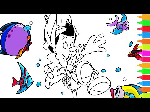 Coloring Pinocchio Is Underwater Looking For His Father | Disney Pinocchio Coloring Pages
