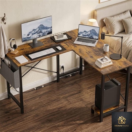 50 Inch L-shaped Gaming Desk With Shelf Home Office Corner Computer Table - Etsy