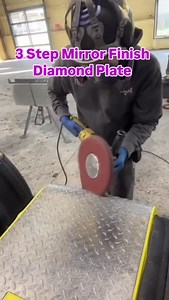 Diamond Plate mirror finish using this three step process from pure polish. Prepping accomplished using our satin nylon abrasive airway buff. This is followed by our stiff red airway buff and paired with our T121 fast cut Tripoli. A coating of EZ RED spray Polish is applied to facilitate extra micro polishing grains and a robust cleaning lubricant. You Finally our competition purple is paired with a loose flannel sewn Buff. How do polish aluminum to a mirror finish? #metalpolishing #detailing #t