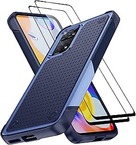 Jeylly for Xiaomi Redmi Note 11 Pro Case with 2pcs HD Screen Protector Slim Fit Hard PC Back Phone Case for Women Men Shockproof Bumper Protective Cover for Redmi Note 11 Pro 5G, Purple