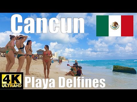🏝Beach Walk 4K Playa Delfines, Cancún Mexico