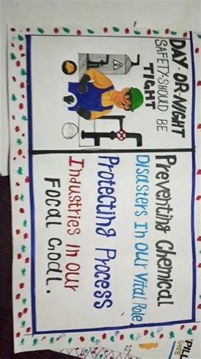 Drowing with poster chemical disaster