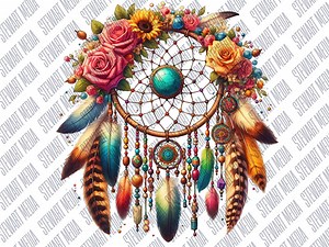 Bohemian Floral Dreamcatcher Design for POD - Sublimation - Digital File Digital Download - Boho Chic Dream Catcher PNG - Etsy