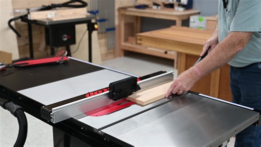 A feather board provides the ability to hold stock down snugly against the tabletop to prevent lifting and ensure a consistent depth of cut. And SawStop's T-Glide Advance rip fence makes it easy to use a feather board (or similar hold-downs) with a dovetail-shaped groove along the length of the aluminum face. Learn more at SawStop.com/Advance. #sawstop #safety #tablesaw #woodworking #featherboard #ripfence #advance #accessories #saveyourfingers | SawStop