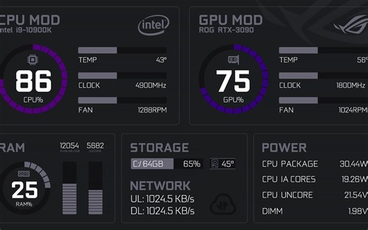 AIDA64硬件监控皮肤，NZXT酷黑风，简约而不简单，低调而不失科技感！