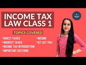 Income Tax Meaning | Indirect Tax | Basic Concepts | Definitions | Income Tax and Law | CLASS 1