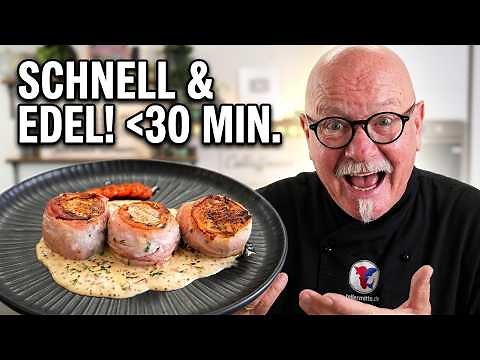 Filet im Speckmantel auf Dijonsenf-Soße | Schnelles Rezept unter 30 Min.
