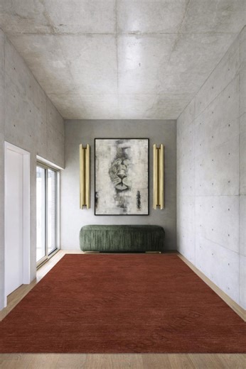 Rust Color Area Rug for Bedroom Hand Tufted Wool Rug | Solid Handmade | Living Room | Guestroom | Home Decor Carpet - Etsy