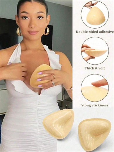 Double Sided Sticky Bra Inserts Push Up Sticky Bra Pads Self-Adhesive Bra Pads Breathable Silicone Triangle Breast Lift Pasties Reusable Thickened Chest Pads For Women For Strapless Sports Bra Bikini Swimsuit Sticky Boobs Boob Pads Snowy Sticky Inserts Costumes