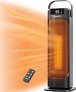 24" Space Heater, Acouto 1500W Portable Electric Heaters Indoor Use, Oscillating Ceramic Heater with Overheat & Tip-over Protection, ECO Mode, 12H Timer for Living Room, Bedroom, Office, Garage