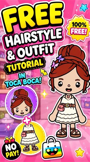 FREE Hairstyle & Outfit Tutorial in Toca Boca! 😍✨ No Hacks Needed! #tocaboca #viralshorts