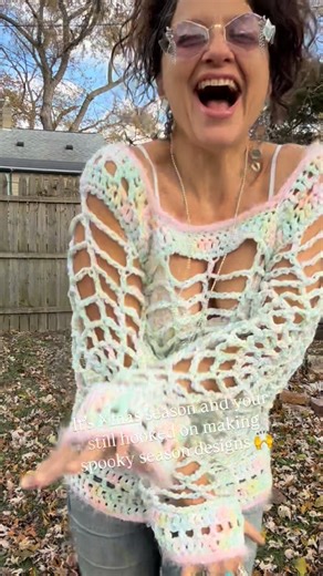 🌟Starlily Creations Crochet | Crochet Patterns & tutorials 💫 on Instagram: "I was never one to follow the rules lol I’m not ready for winter, but it is cold out so I’ve decided to rework the spiderweb poncho idea into a spiderweb sweater and I’m obsessed with making these! I’ve made a few of them and I’m getting ready to make a tutorial for how I went about making this! Are any of you ready to bust out Christmas decorations? I’m not really one that gets into the holiday spirit, call me a grouc
