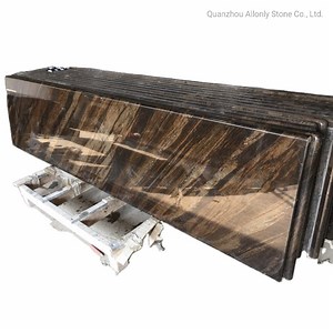 [Hot Item] Laminated Bullnose Edge Fantacy Brown Granite Prefab Kitchen Granite Stone Countertop