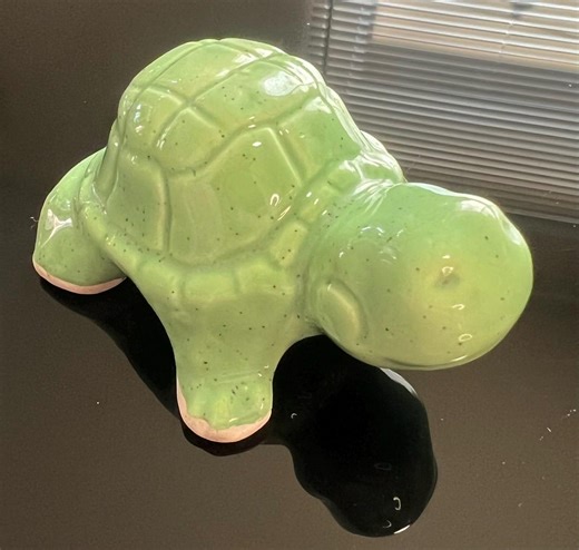 Vintage Ceramic Turtle Handmade Green With Speckles - Etsy