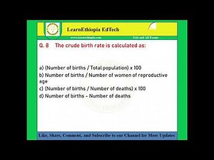 Demography | Model Exit Exam Questions for Statistics Exit Exam