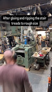 Once again the buss planer for the win! And @griffin_woodwork_and_design catching as fast as the planer can spit out the treads. Also this was speed 1 of 4. The planer could definitely out work us. | Steel & Grain