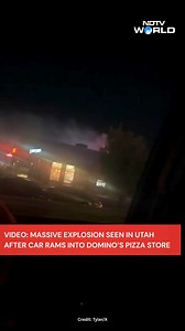 #WATCH | Domino's Pizza store in Utah explodes after car crashes into building. The incident occurred on Saturday night (5 July), triggering a massive explosion that tore the roof off the building. | NDTV
