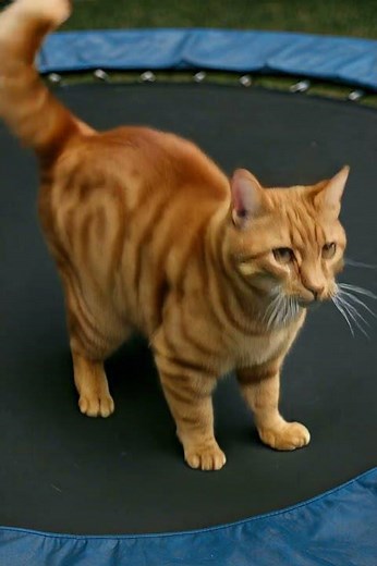 Happy Cat Bounces on Trampoline | Cutest Jumping Cat Ever #ai #cat #funny #catvideos #funnycats