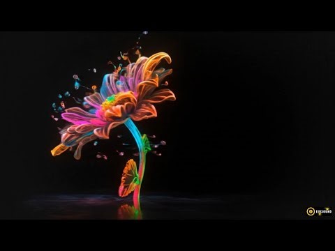 Peaceful Morning Jazz Ambience with Glowing Flower Hologram Background Video for Relaxing Screen