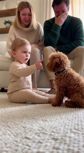 Angry Baby Arguing With Toy Poodle Puppy 🐶👶 “WOOF!” Talking Game | Funny Baby vs Puppy #funnyvideo