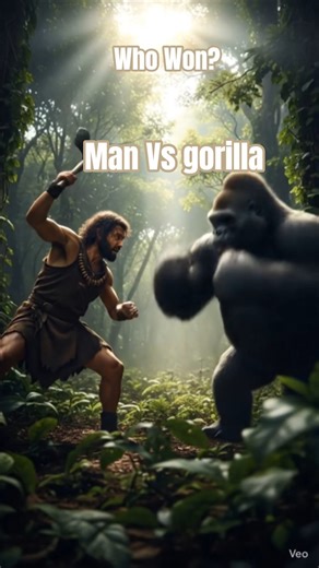 Ancient Man vs Gorilla — A Primal Battle for Survival 🗿🦍