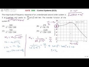 GATE 2008 ECE Find Transfer function from Frequency response parameters of 2nd order system