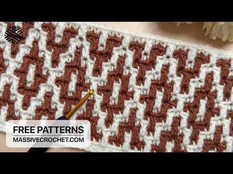 VERY EASY Mosaic Crochet Pattern for Beginners. 👌 🤎 Crochet Stitch for Baby Blanket, Bag & Scarf