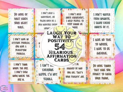 54 Hilarious Affirmation Cards: Laugh Your Way to Positivity (printable) - Etsy