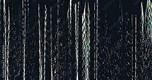 Computer glitch noise. Digital artifacts. Damaged PC. Flicker transition. Color fuzzy pixel vibration wave distortion texture on dark black abstract background.
