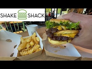 Shake Shack Eating POV ASMR Big Shack Burger French Fries Mukbang Nice Atmosphere Relaxing Eating