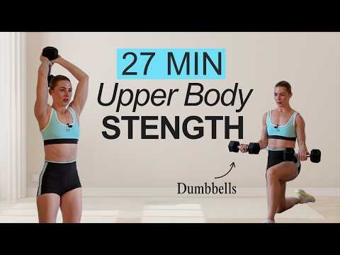 27 MIN ARMS, SHOULDERS, BACK DUMBBELL WORKOUT | Upper body hourglass strength