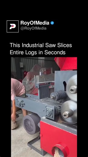 Tech & Business | Technology News on Instagram: "This might be the most efficient way to process lumber ever created. 🌲 ​It is called a Round Log Multi-Rip Saw, and it is a beast. Unlike a standard bandsaw that slices one single board at a time, this machine uses dual shafts stacked with multiple high-speed blades. It grabs the raw log and forces it through in a single pass, instantly turning the entire trunk into a stack of ready-to-use planks. ​It is about seven times faster than traditional