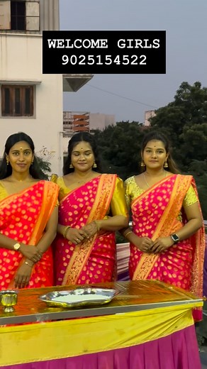 Revathi Event Planner 9025154522 we take pride in offering exceptional hospitality and warmth. Our welcome girls ensure every guest feels special from the moment they arrive. We handle guest invitations, award distributions, and return gifts with the utmost care. Trust us to make your wedding unforgettable! #eventplanner #welcomegirls #photography #wedding #weddingplanner #1. #WelcomeWithRevathi #eventplannerchennai #weddinghospitality #guestexperience #MemorableWeddings#revathievents Feel free 