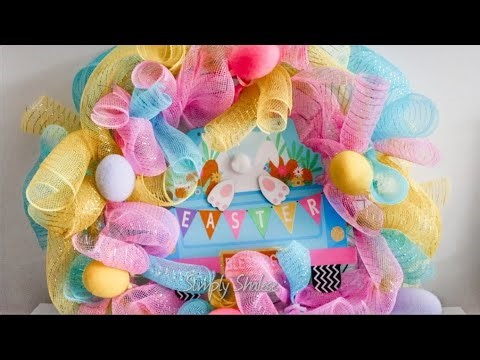 DIY: Poofy Easter Deco mesh Wreath || Quick and Easy