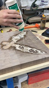 How cool is this multi wood species board?! All wood natural colors, the board was 20”x16”. Onefinity CNC #cuttingboard #woodworking #cnc | Two Moose Design