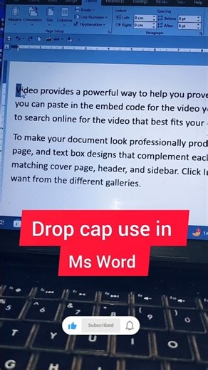 How to use Drop cap in ms word#viral#computer#shorts#msword#msword