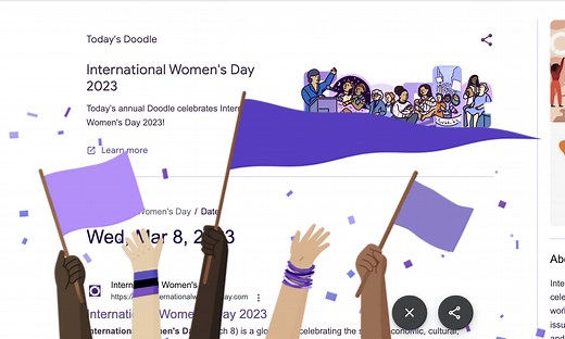 Why is purple the official color of International Women's Day?