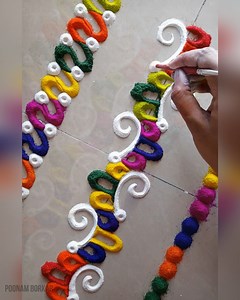 175K views · 3.2K reactions | Easy and quick border rangoli designs for beginners! #creative #rangoli #ideas #relaxing #rangoliart | Blissful Stuff by Poonam | Facebook