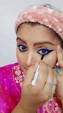 BLUE KAJAL TUTORIAL | BLUE EYES | BLUE MASCARA | BLUE EYES MAKEUP #blueeyeliner #eyelook
