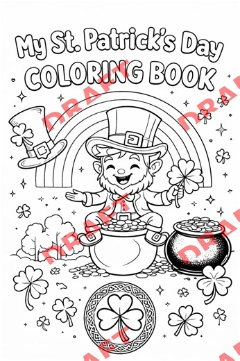 St Patrick's Day Coloring Book, Printable Kids Coloring Pages, Leprechaun Shamrock Coloring Book, Pot of Gold Coloring Pages, Irish Holiday - Etsy UK