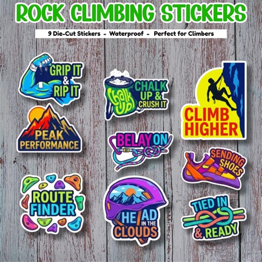 Rock Climbing Sticker Pack - Set of 9 Water-resistant Stickers - Gift Rock Climbers & Outdoor Enthusiasts - Etsy