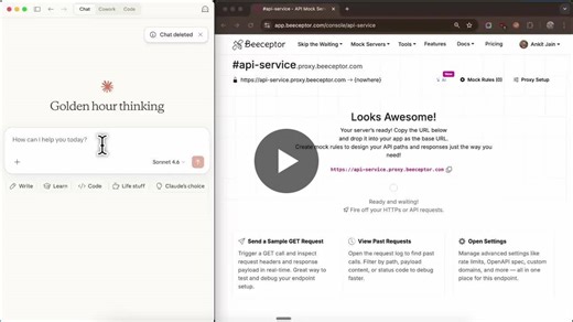 Beeceptor is the 𝗼𝗻𝗹𝘆 𝗿𝗲𝗮𝗹 𝘁𝗶𝗺𝗲 𝗔𝗣𝗜 𝘃𝗶𝗿𝘁𝘂𝗮𝗹𝗶𝘇𝗮𝘁𝗶𝗼𝗻 𝗽𝗹𝗮𝘁𝗳𝗼𝗿𝗺. And when we connected that capability with tools like Claude and Cursor, something surprisingly… | Ankit Jain ⋅ 🐝