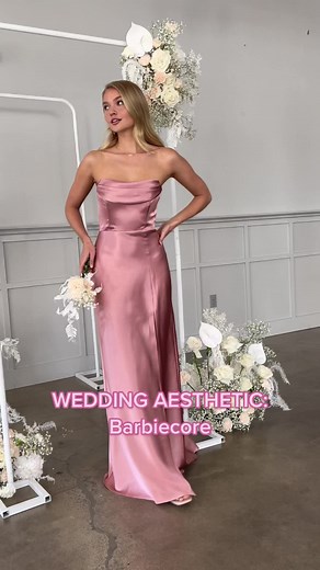Rose Gold Barbiecore Bridesmaid Dress: Mia Convertible Dress