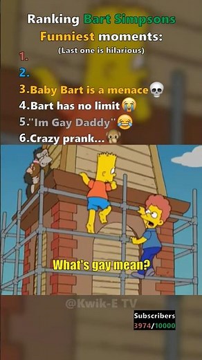 Ranking Bart Simpsons Funniest clips 🤣🤣 #thesimpsons