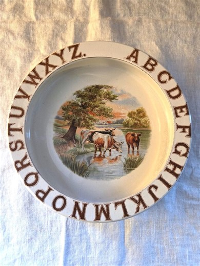 Victorian Alphabet Plate • Pastoral Scene • Nerlich & Co. Toronto - Etsy Canada