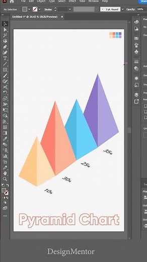 3D Pyramid Chart in Adobe Illustrator #illustrator | DesignMentor
