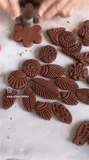 Making stamps from clay is simple and very satisfying. These stamp designs have been bisque fired to ensure easy release. 1. Simply roll out an even slab of clay approximately 1/4 inch or 6mm thick. 2. Cut out some shapes by hand or using a cookie cutter. 3. Press or carve your design into the shapes. 4. Using a damp sponge, clean up your stamps making sure you don’t have any rough edges. 5. Allow to dry completely. 6. Bisque fire to cone 06. 7. Once bisque fired you can glue them onto old corks