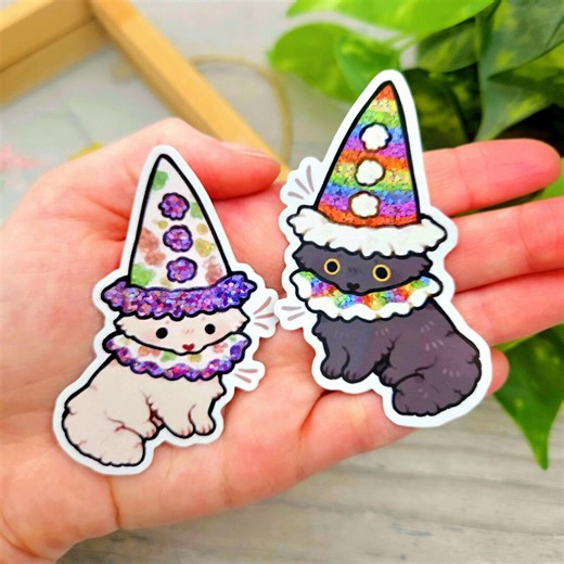 Holographic Clown Cat Sticker Set / Cute Vinyl Cat Stickers for Laptop Journal Planner Notebook / Fun Gift for Best Friend - Etsy