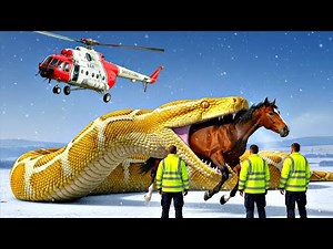 Unbelievable Rescue at –8°C: UK Team Faces Giant Yellow Python Attack |Horse Trapped by Huge Python