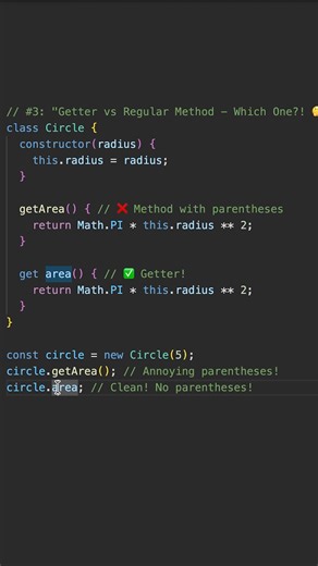 Are you using methods when you should be using getters? Learn the difference and write cleaner JavaScript code! This simple rule will change how you code. 🚀 Follow for daily JavaScript tips! #javascript #cleancode #programming #webdevelopment | Fullstack Flow